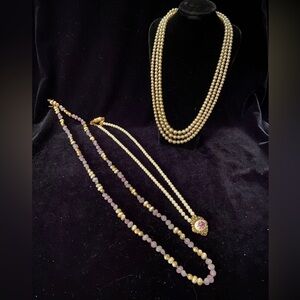 Lot of 2 Pearl Necklaces including 3 strand MARVELLA designer necklace